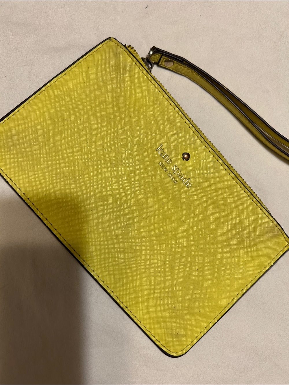 kate spade Yellow Saffiano Wristlet with Detachable Strap